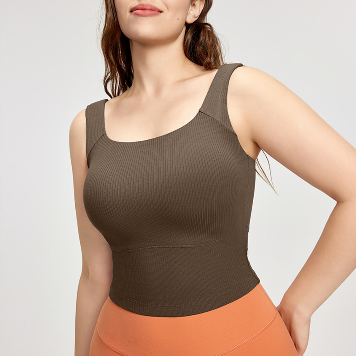 Wide Shoulder Straps Plus-Size Built-in Pads Yoga Tank Top DWB215154