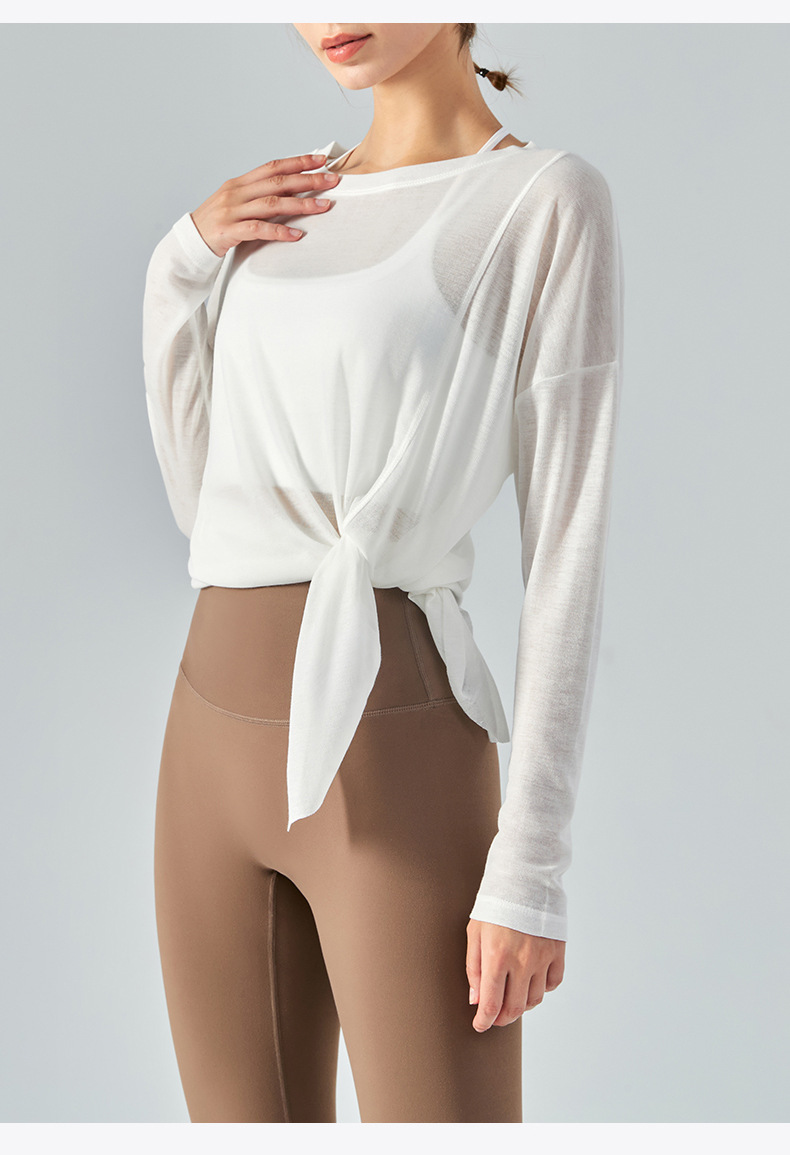 One-Side Split Long-Sleeve Lightweight Yoga Blouse DSL368