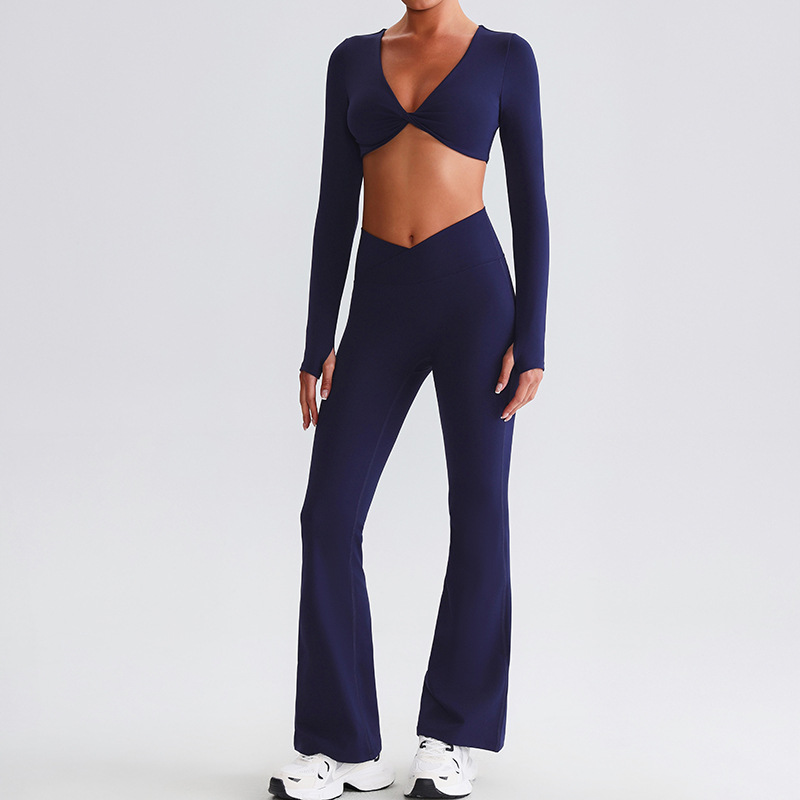 V - waist Cross Leggings And Long Sleeves Set SKL-LQ0719