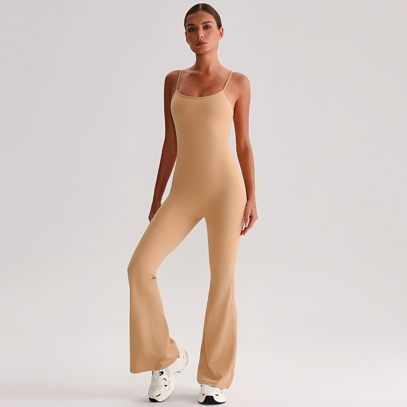 Adjustable Shoulder Strap Tight-fitting Yoga Jumpsuits With Pad SKL-LQ8031