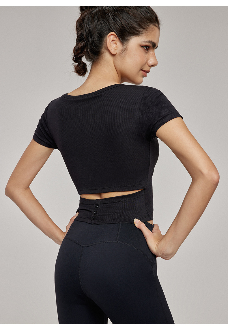 Semi-Fixed Bra Pad Breathable Fitness T-Shirt  DWY115009