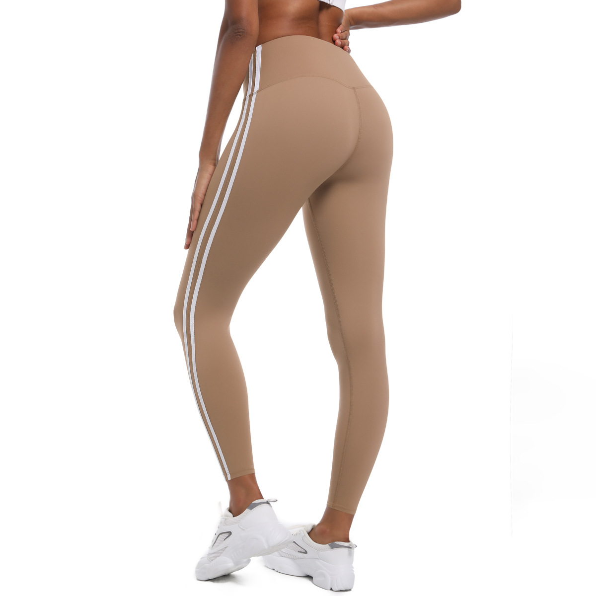 Striped Ankle-length Pants High-waisted Slimming Yoga Pants 6683