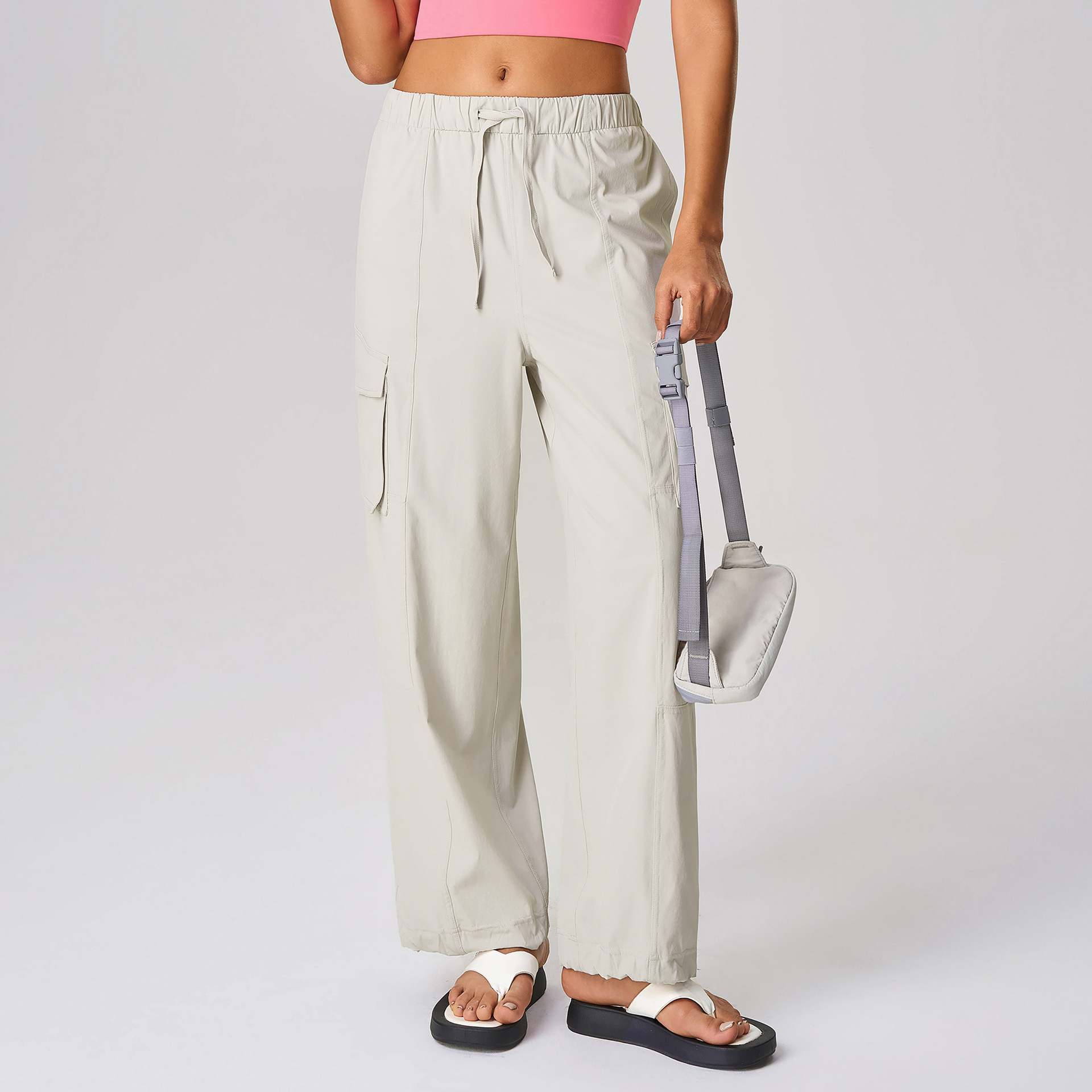 Loose-fitting Drawstring Quick-dry work pants D25076