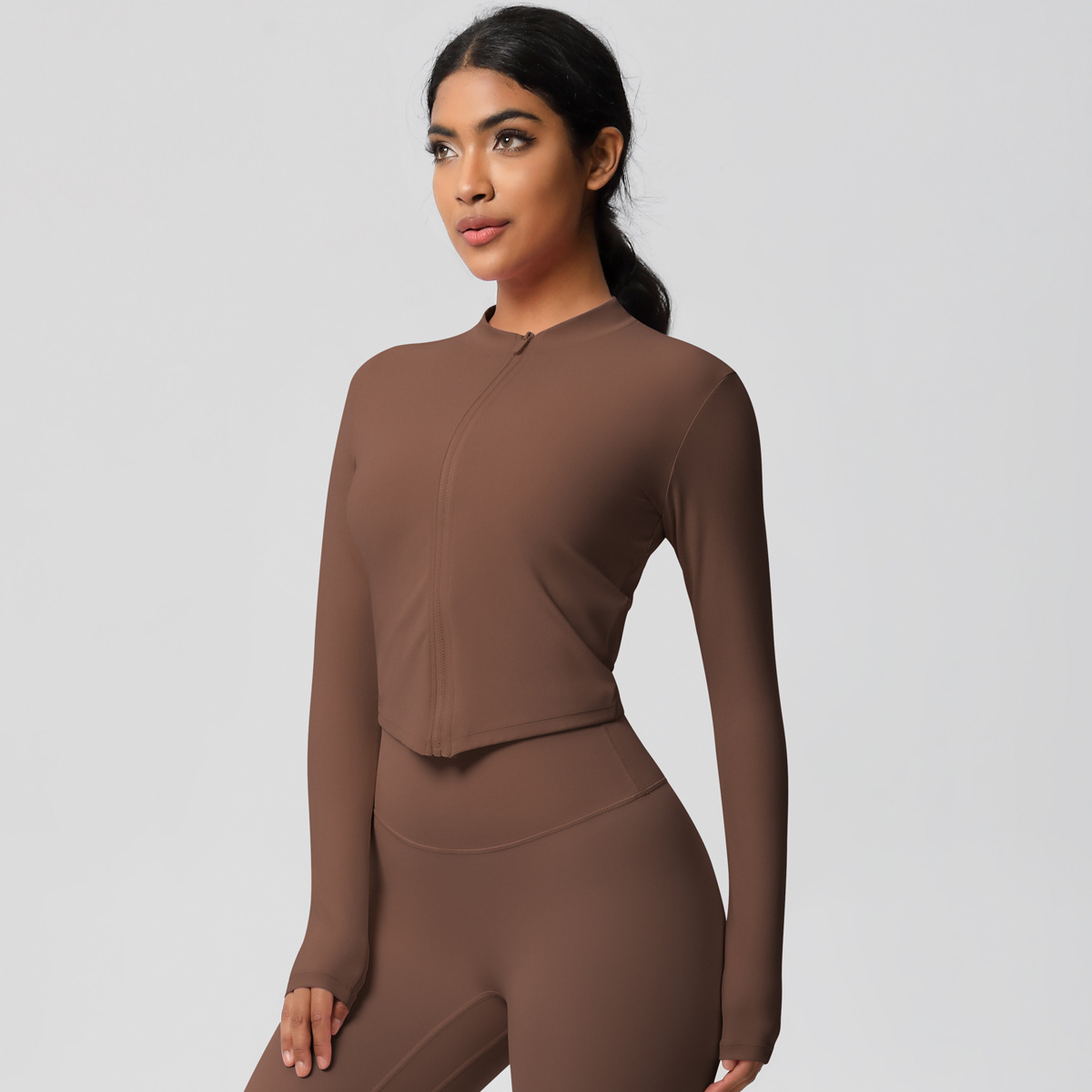 Tight-fitting Zip-up Coat Quick-drying Breathable Yoga Wear Top 7106