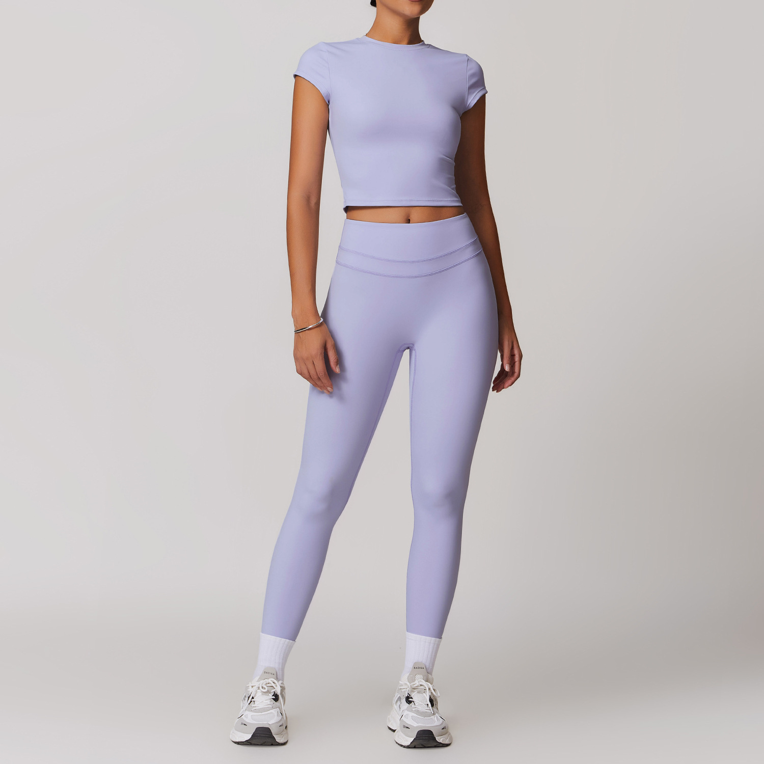 Backless Yoga Suit Women's Compression Sports T-shirt and Leggings Set for Gym 8863