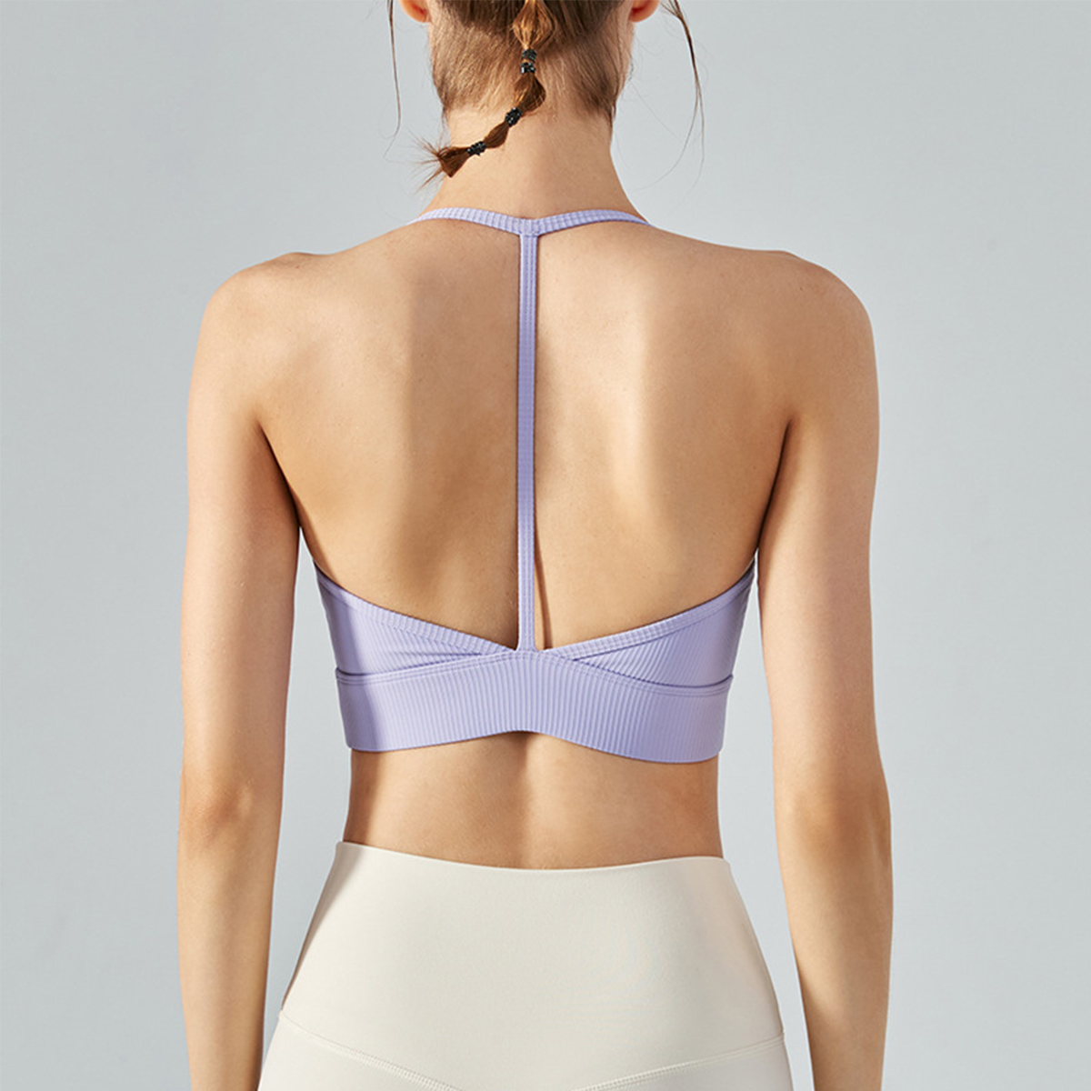  T-shaped Back-buckle Sports Bra with Neck Strap DSB364 