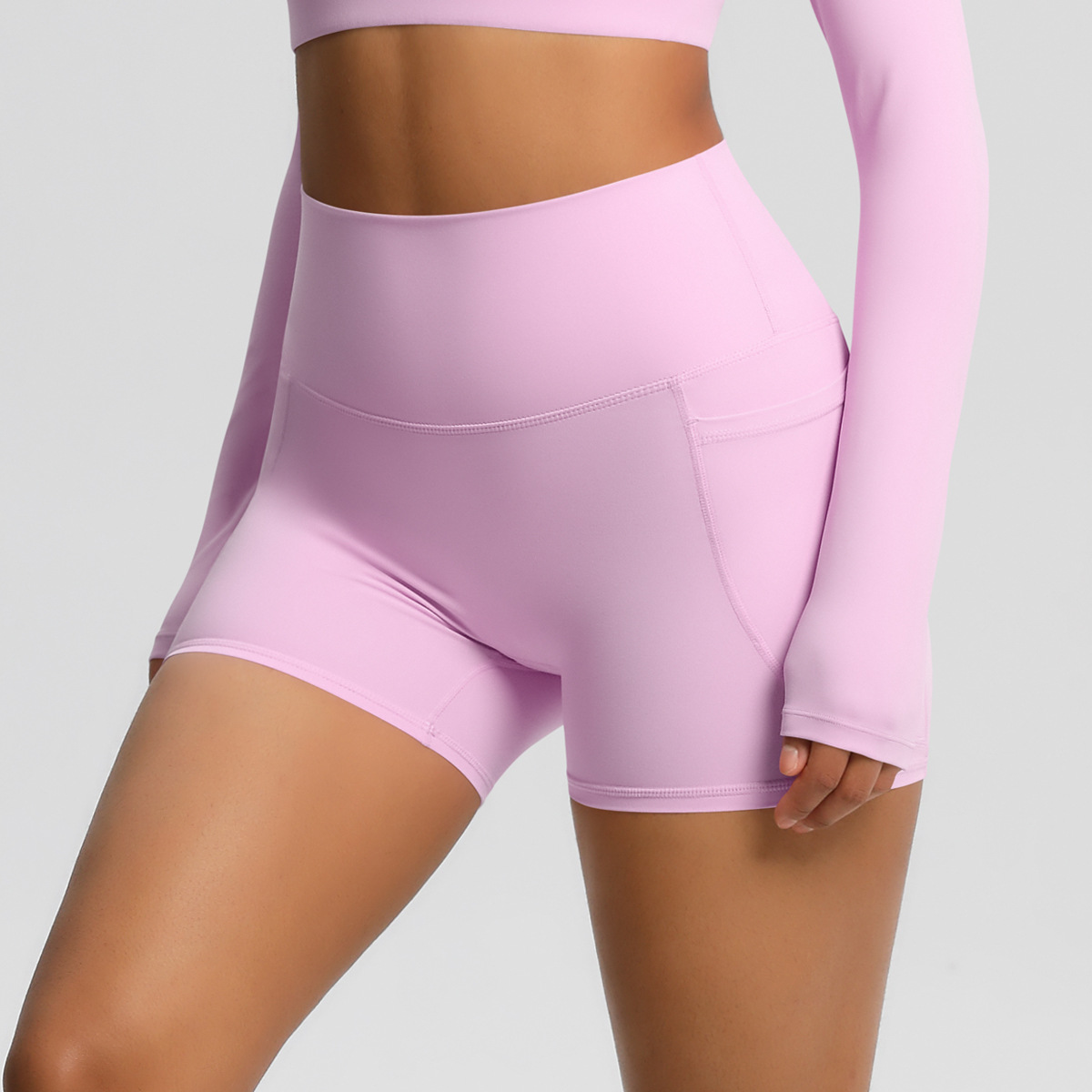 Naked-feeling High-waisted Yoga Shorts with Pockets 7109