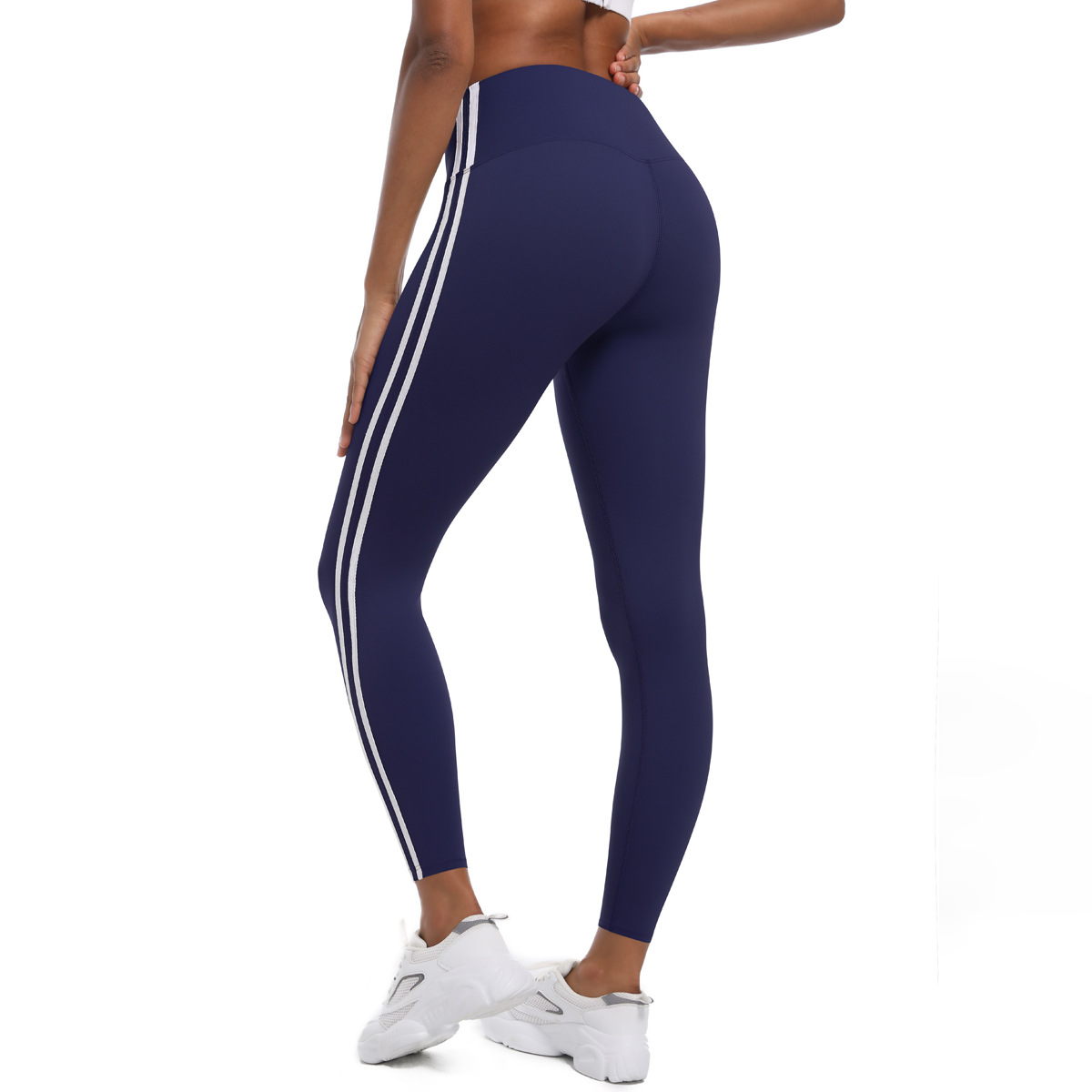 Striped Ankle-length Pants High-waisted Slimming Yoga Pants 6683