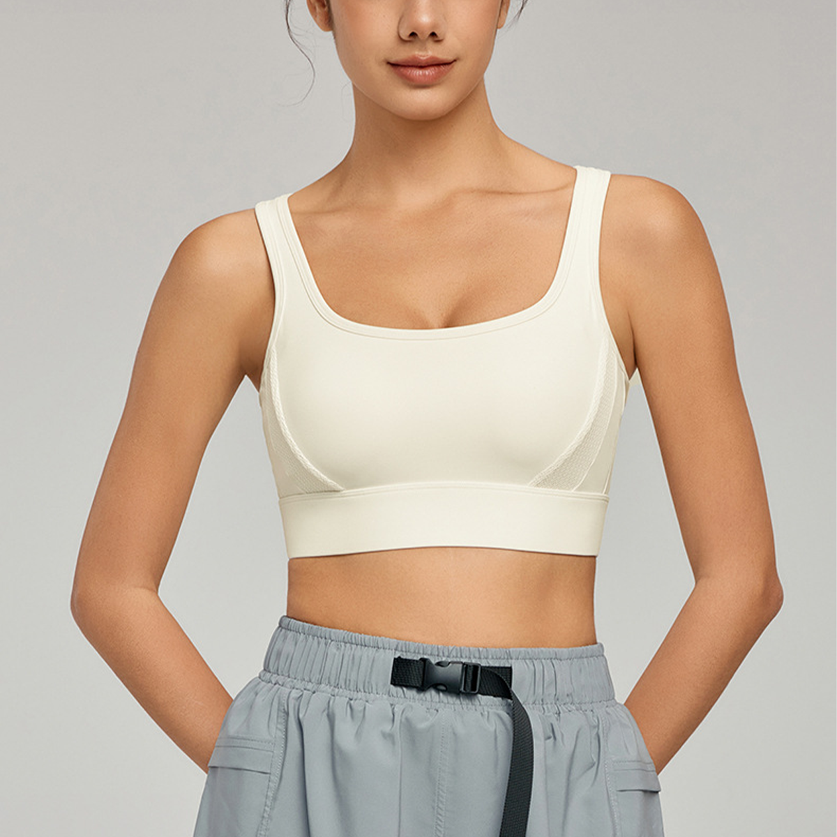  Cross-Back Mesh Breathable Fixed Cup Yoga Bra DWB115060