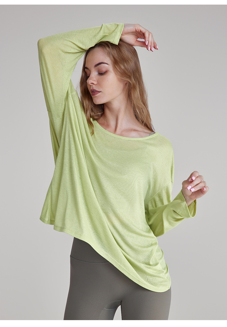 Back Twist Knot V-Back Loose Long-Sleeved Blouse DWTS124096