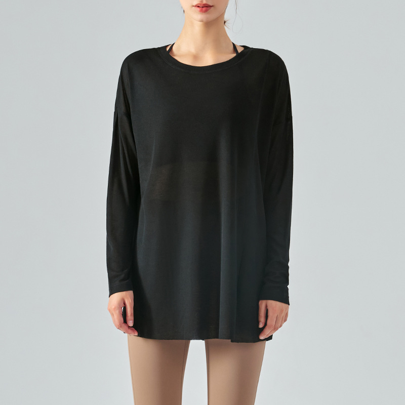 One-Side Split Long-Sleeve Lightweight Yoga Blouse DSL368