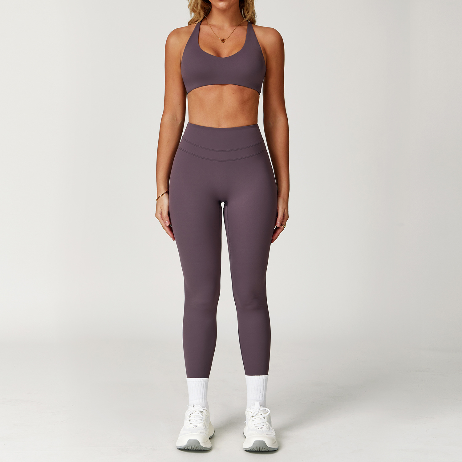 Backless Yoga Suit Women's Compression Sports Bra and Leggings Set for Gym 8863