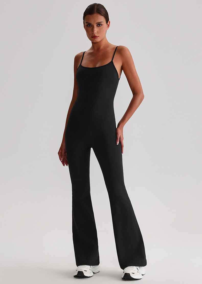Adjustable Shoulder Strap Tight-fitting Yoga Jumpsuits With Pad SKL-LQ8031