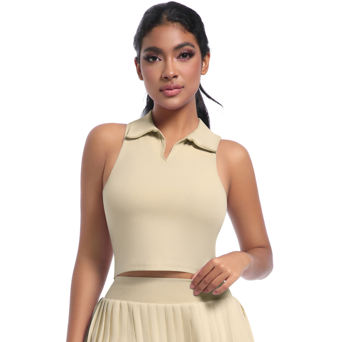 Polo-style Turn-down Collar Fitted Sports Vest 7084