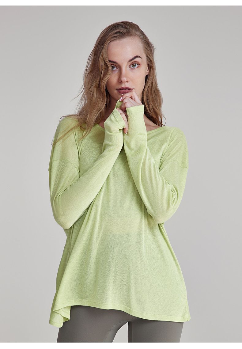 Back Twist Knot V-Back Loose Long-Sleeved Blouse DWTS124096