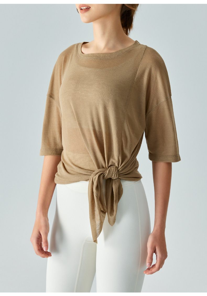 Lightweight Slightly Sheer Single-Side Slit Yoga Cover-Up DST616
