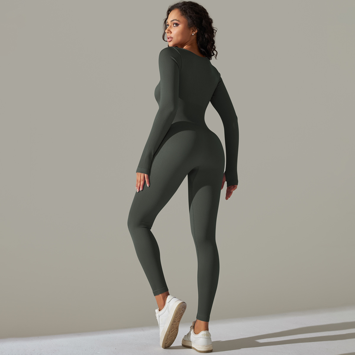 Long-sleeve One-piece Suit Breathable Quick-drying One-piece Jumpsuit  6653