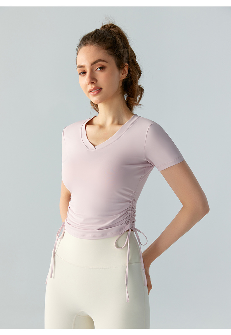 Ruched Waist Slim-Fit Yoga Short-Sleeve Top DST802