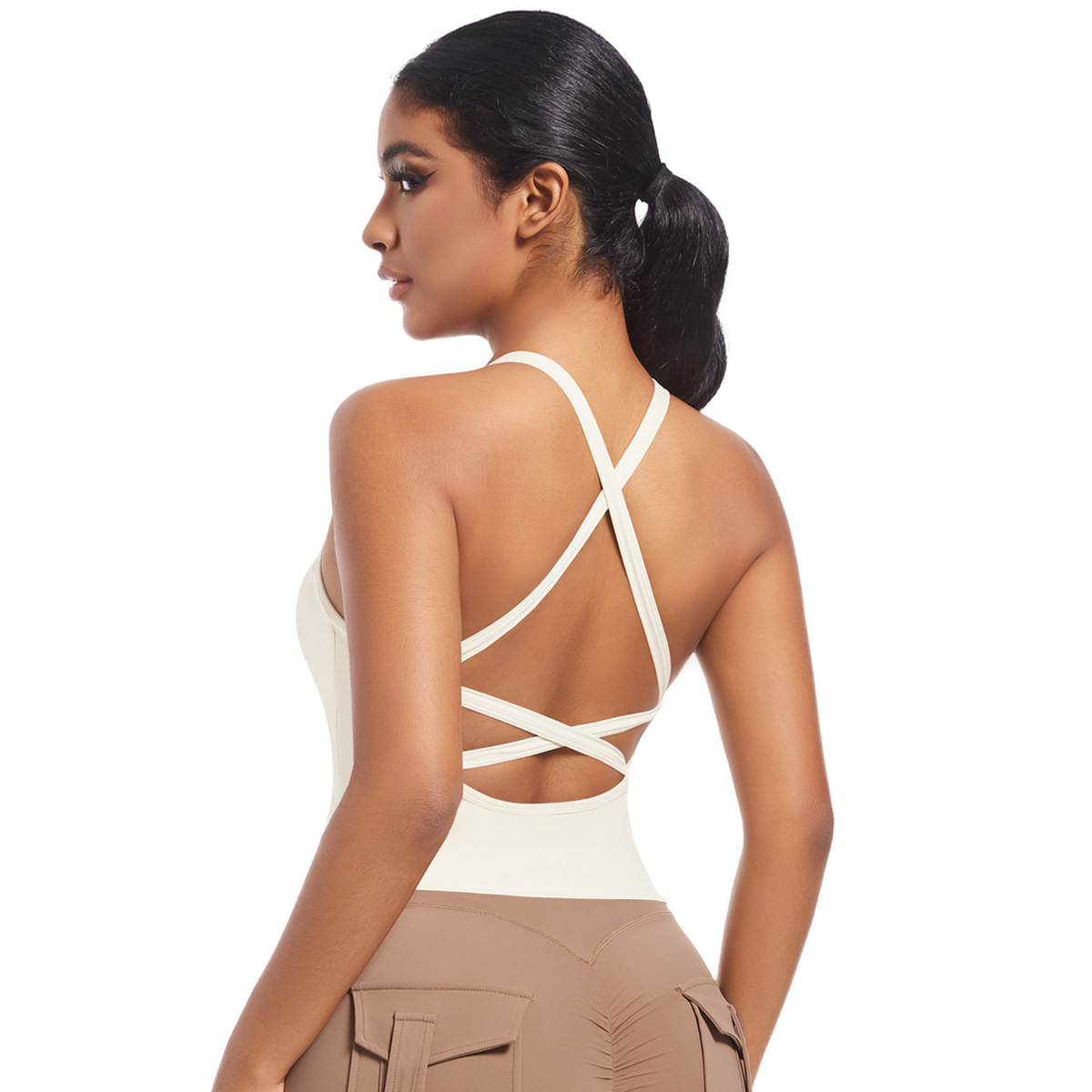 Cross Spaghetti-strap Fitness Vest for Women 7074