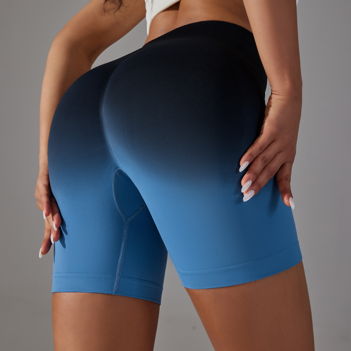 Gradient Breathable High-waisted Abdominal Control Tight Shorts 6620