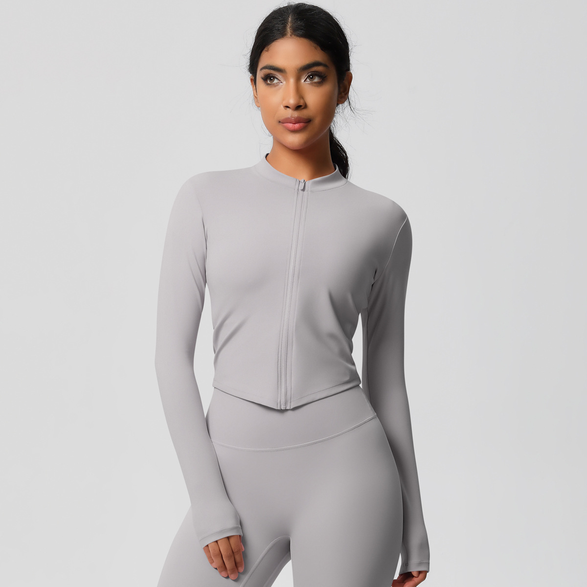 Tight-fitting Zip-up Coat Quick-drying Breathable Yoga Wear Top 7106
