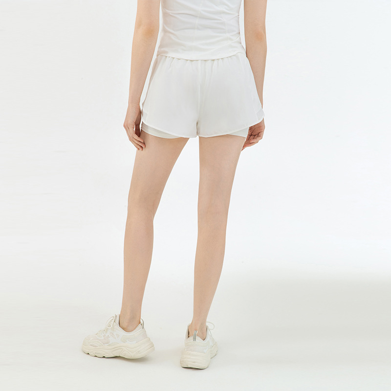 High-Waisted Fake Two-Piece Yoga Shorts with Inner Pockets DS149V