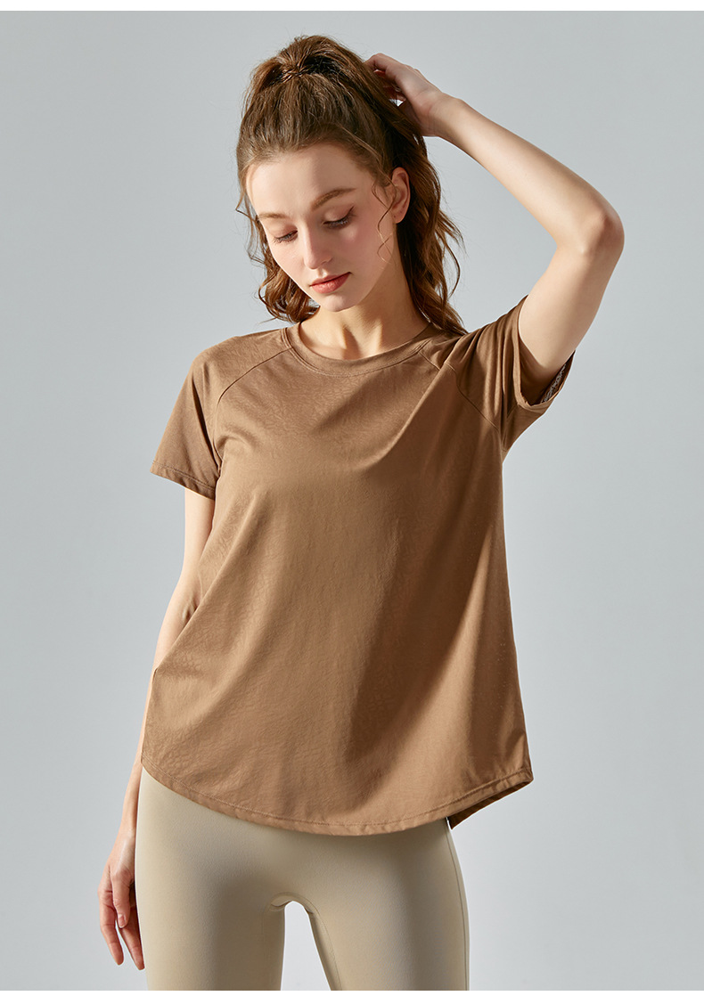  Slit Design Quick-drying Breathable Short-sleeved Yoga Top DST538 
