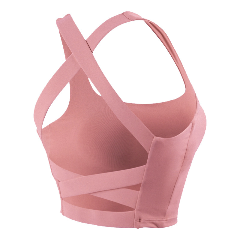  Cross-Back Shockproof Built-in Bra Pads Sports Bra DS03 