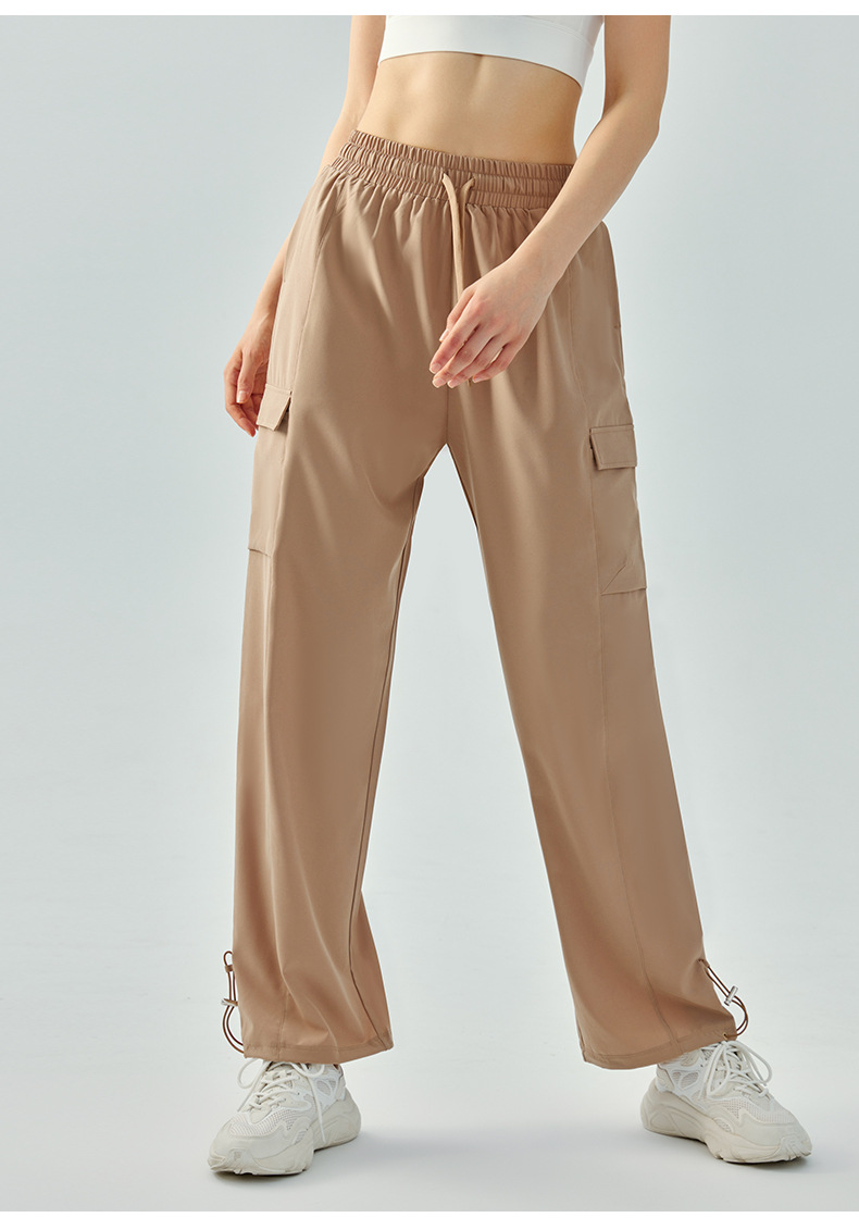 High-Waisted Drawstring Loose Sport Long Pants with Side Pockets DSP620 