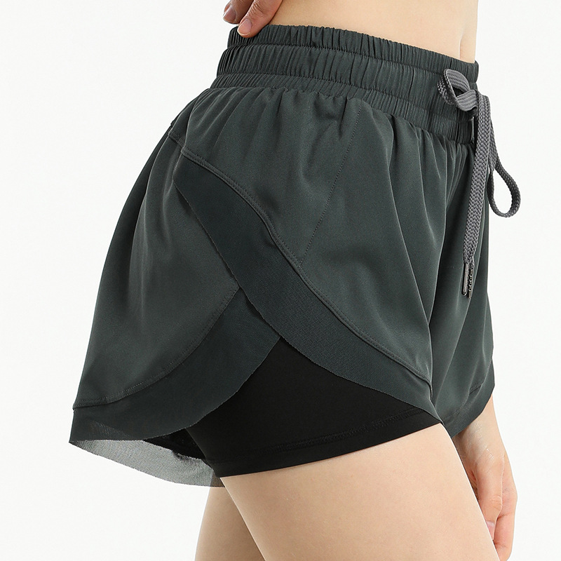 Fake Two-Piece Loose-Fit Athletic  Hidden Pockets Shorts 2028  