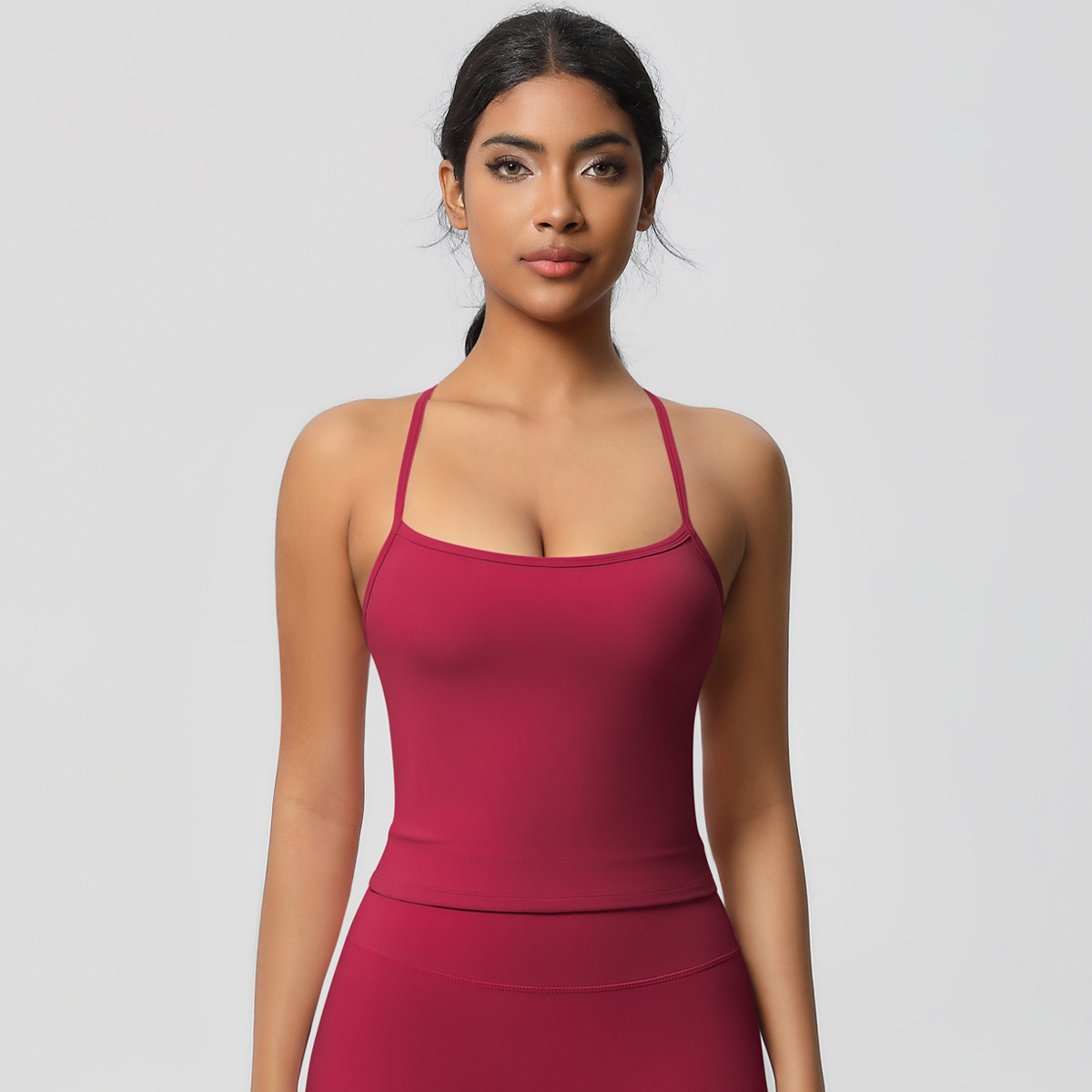 Spaghetti-strap Quick-drying Breathable Tight Top Fitness Sports Vest 7107