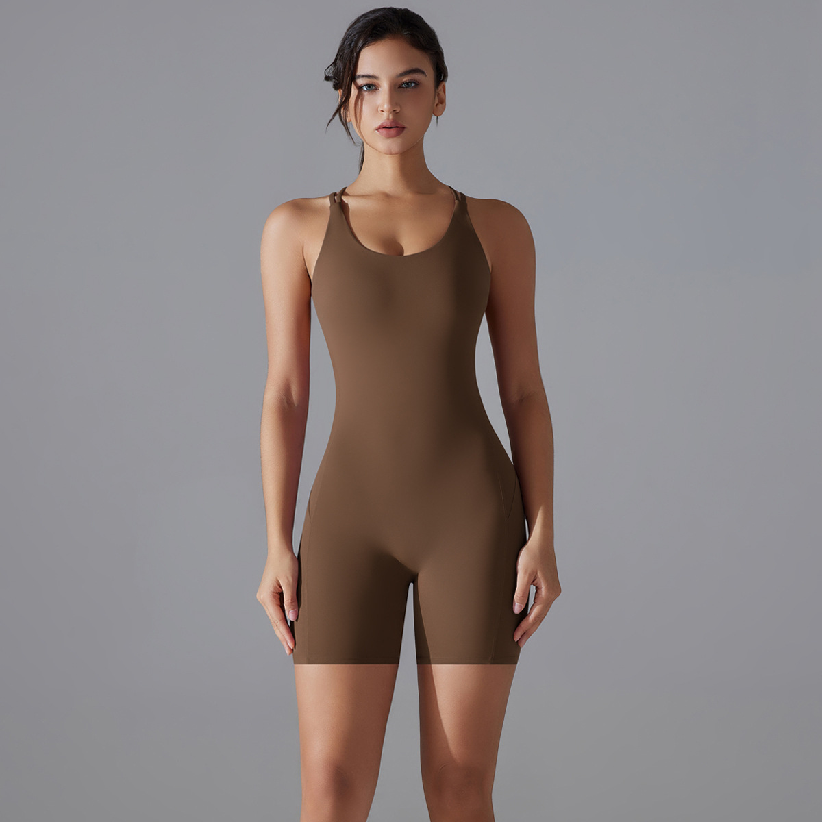 Spaghetti-strap Romper Short One-piece Yoga Suit  7066