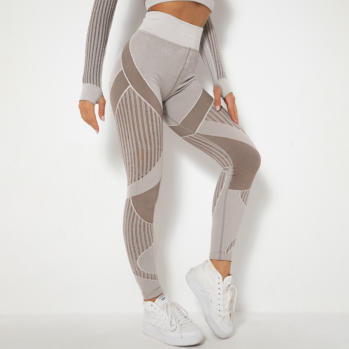 Seamless Knitted Quick-drying Hollowed-out Yoga Fitness Pants 6301