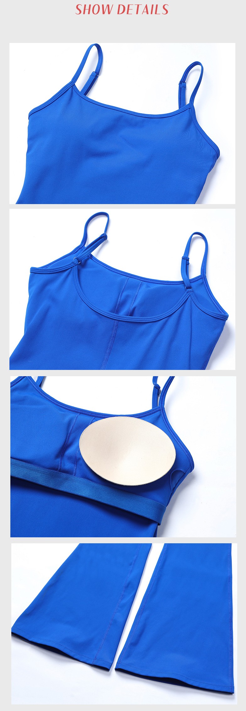 Adjustable Shoulder Strap Tight-fitting Yoga Jumpsuits With Pad SKL-LQ8031