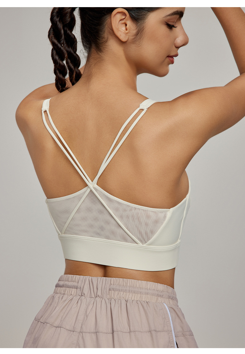 Mesh-Back Crisscross Back Straps Breathable Fitness Bra  DWC115046