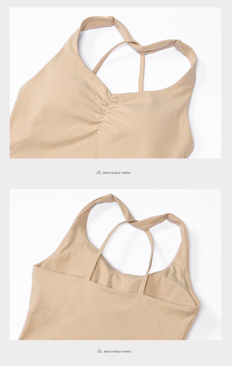 Halter - Neck Pleated Yoga Bra  With Pad SKL-LQ2158