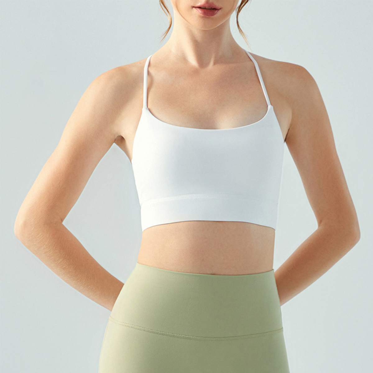 Elastic Racerback Triangular Shaped Solid Color Fitness Bra DSB696
