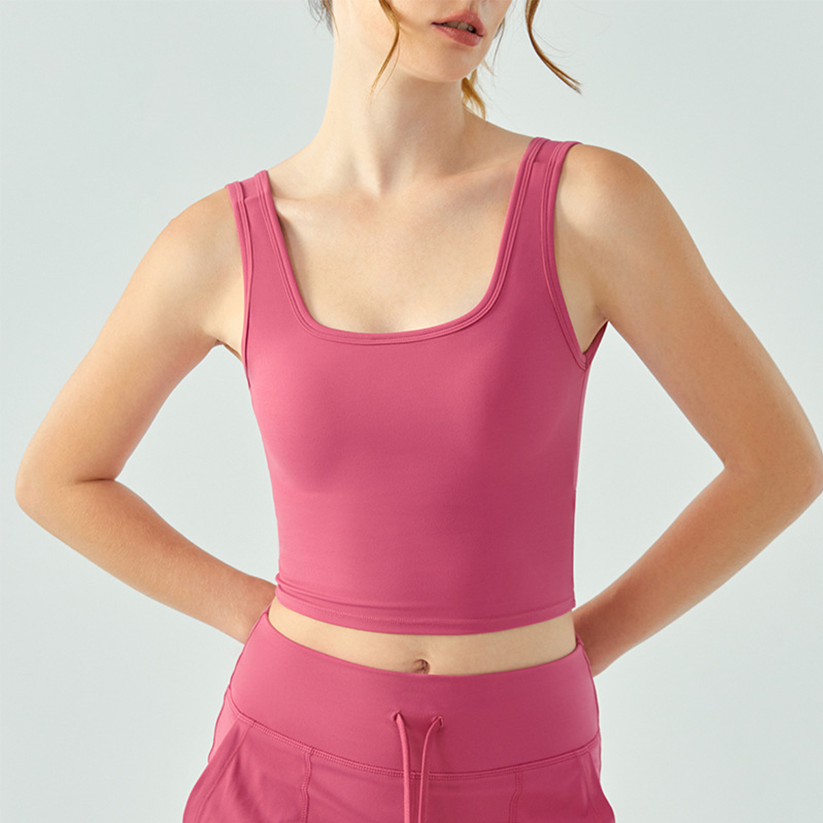 Crossed Racerback Fixed Cups Comfortable Yoga Vest DSG695