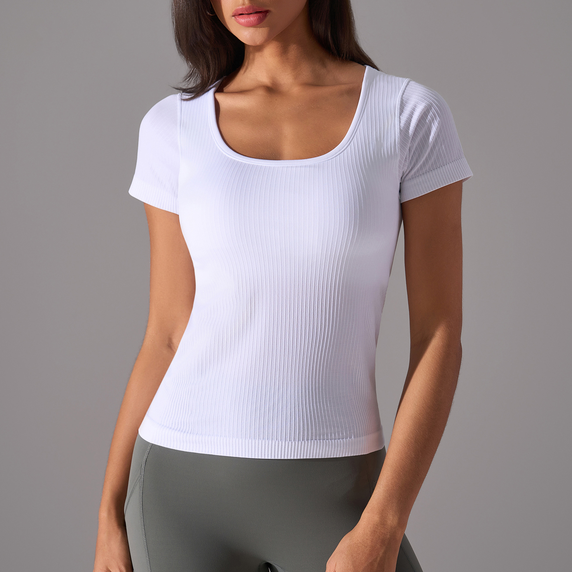 Soft Material Solid Color Yoga Shorts D25074
