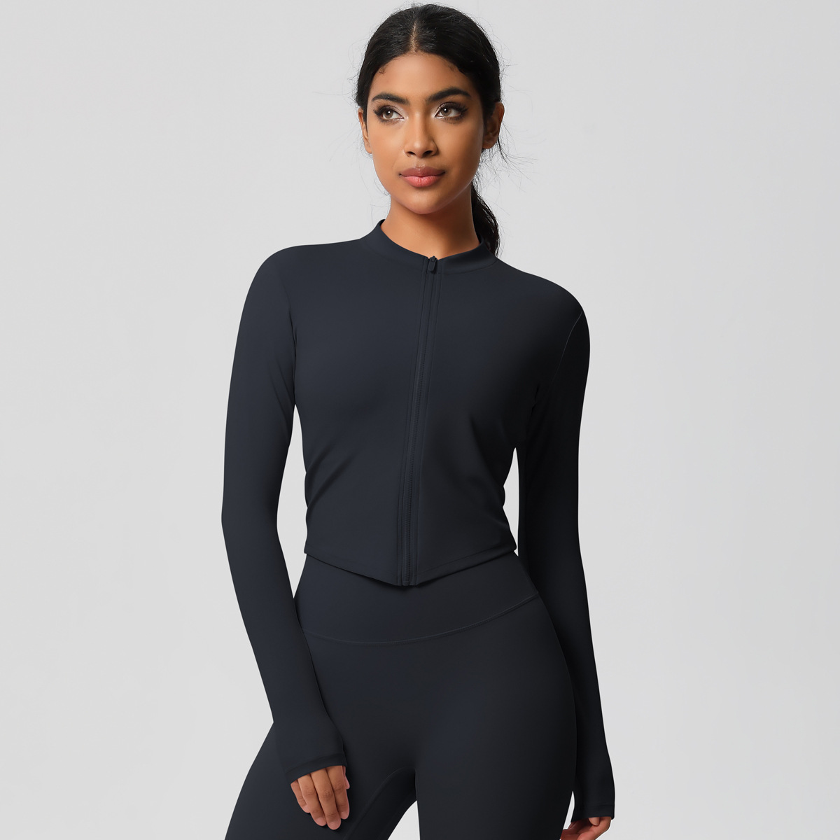Tight-fitting Zip-up Coat Quick-drying Breathable Yoga Wear Top 7106