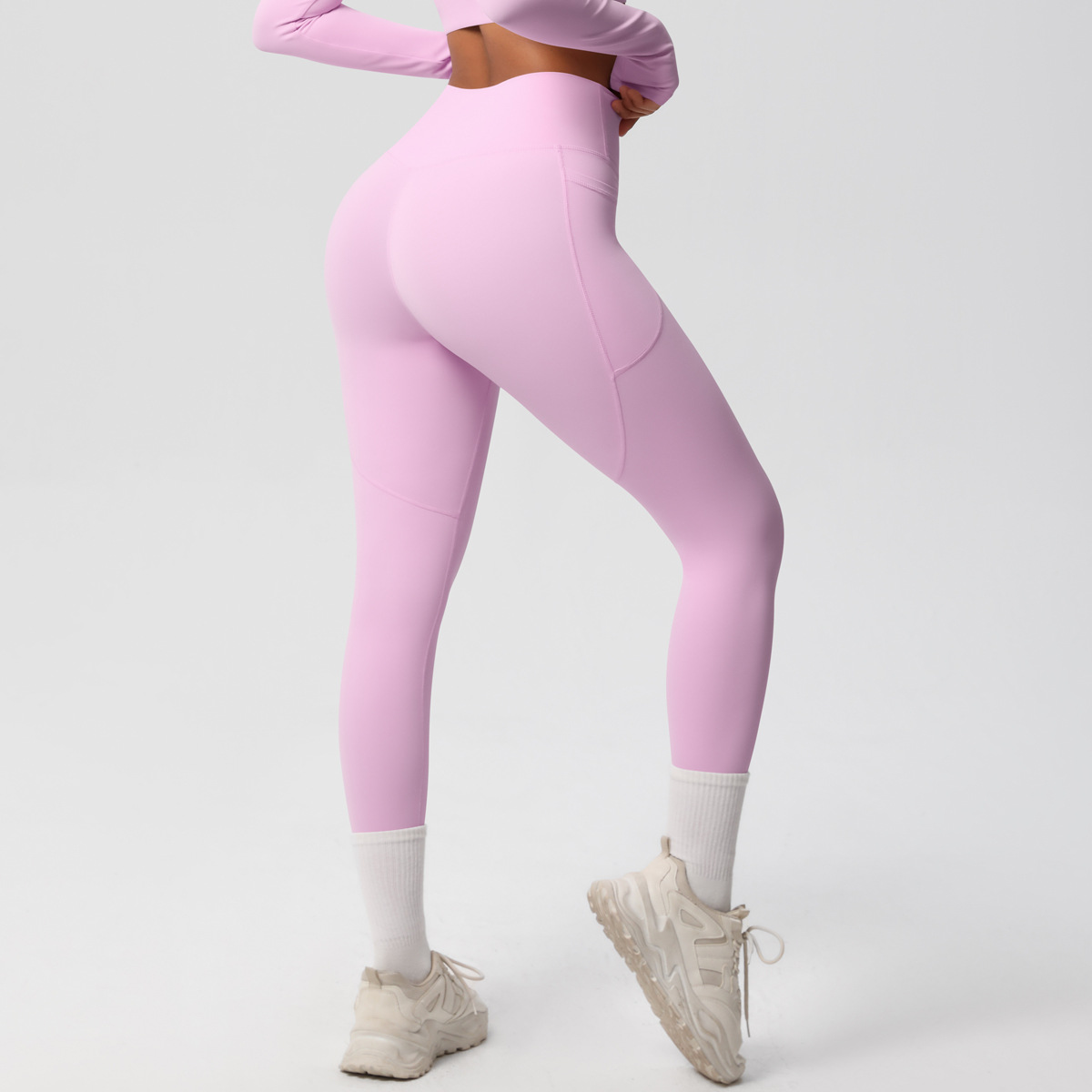 High-waisted Hip-lifting Quick-drying Long Pants with Pockets 7108