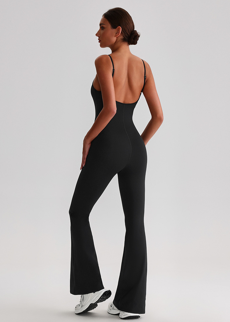 Adjustable Shoulder Strap Tight-fitting Yoga Jumpsuits With Pad SKL-LQ8031
