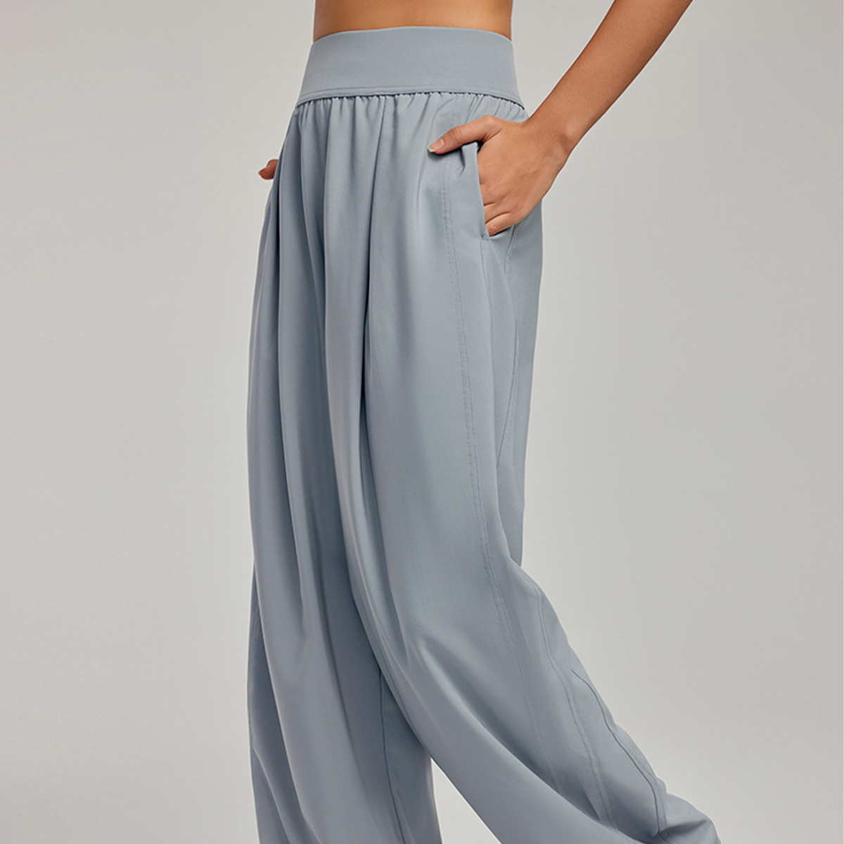 High-Waisted Elastic Waist Straight-Leg Loose and Casual Yoga Long Pants DWL115016