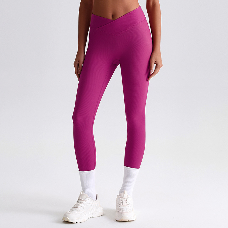 V - waist Ribbed Cross Leggings SKL-LQ6001