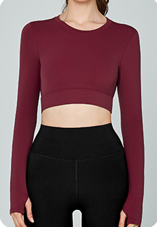 Solid Color Long-Sleeved V-Neck Quick-Drying Yoga Top  DWTS124113_复制