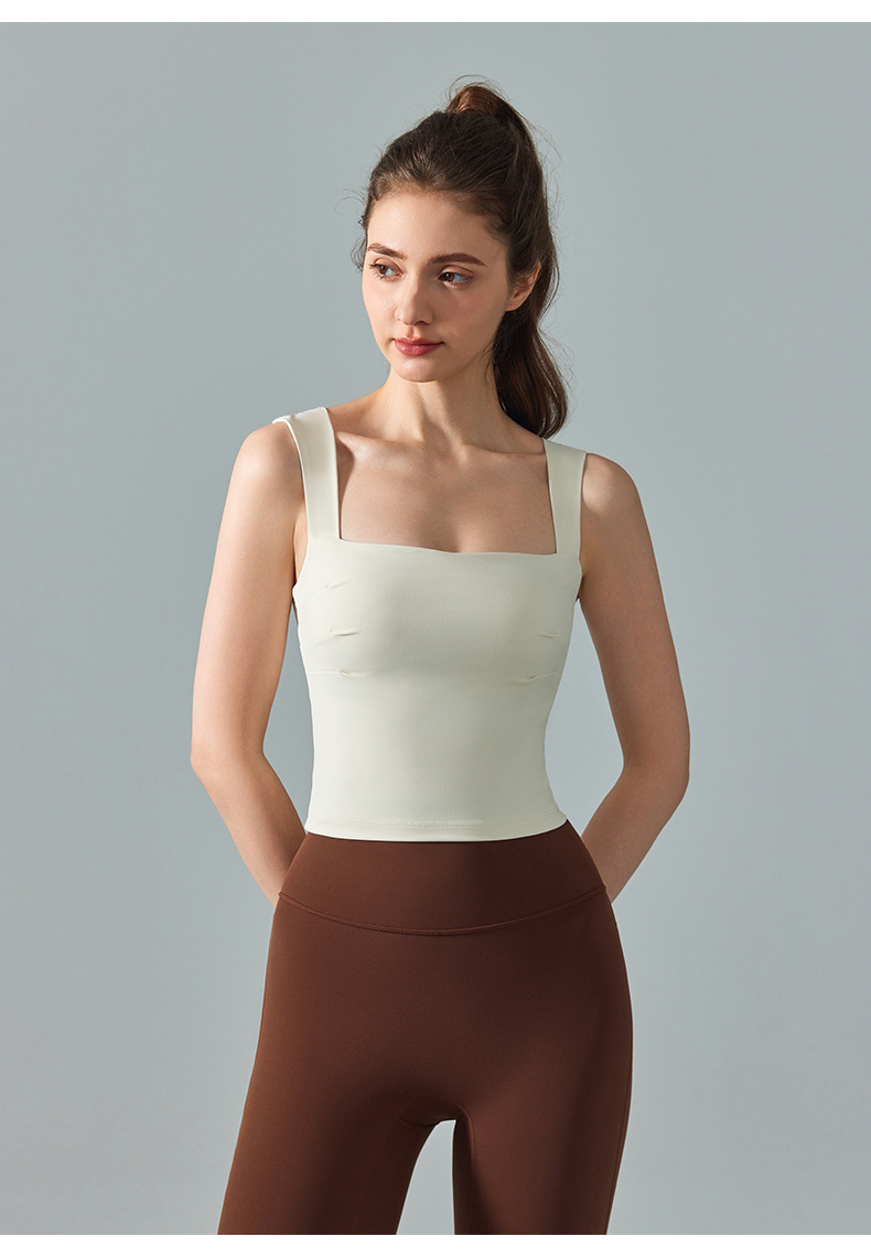 Square Neck Slimming Waist-Cinching Yoga Tank Top DWTS124104