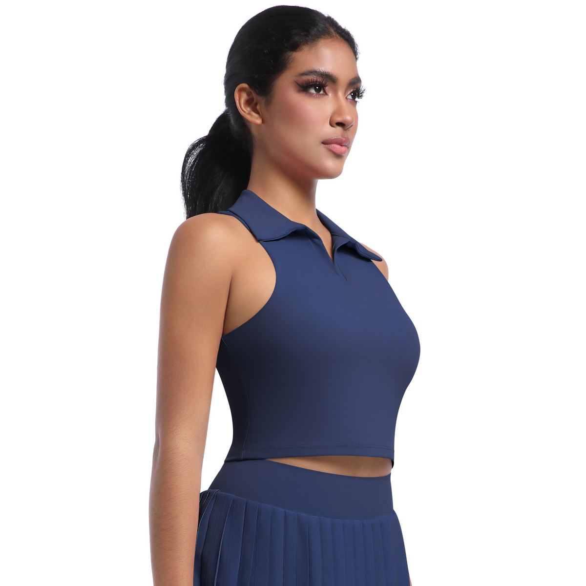 Polo-style Turn-down Collar Fitted Sports Vest 7084