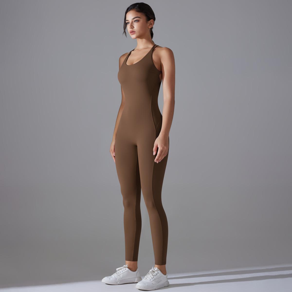 Spaghetti-strap Hip-lifting Tight Running Romper 7065
