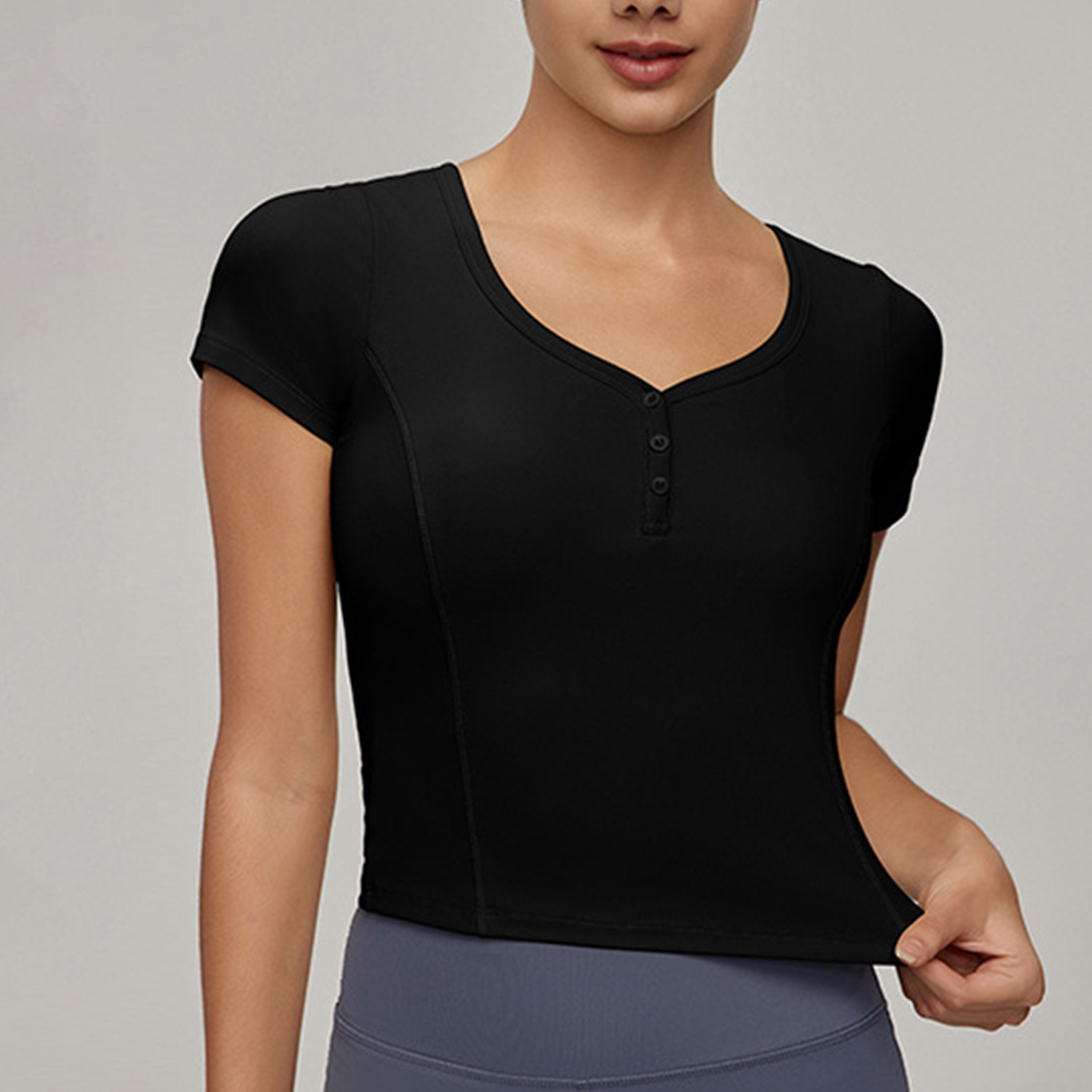 Cooling & Sun-Protective Waist Cinching Yoga Short Sleeve Top DWY115118