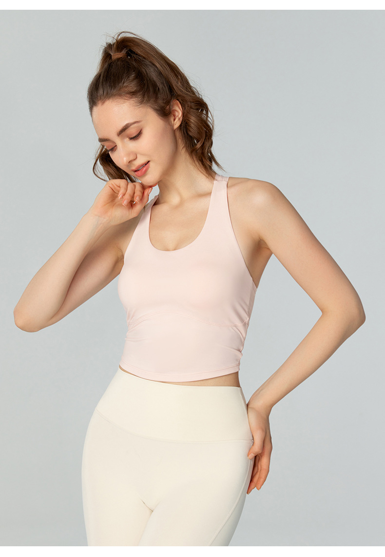  Cool Sensation & Sun Protection Cross - Back Fixed Cups Sports Bra DSG775
